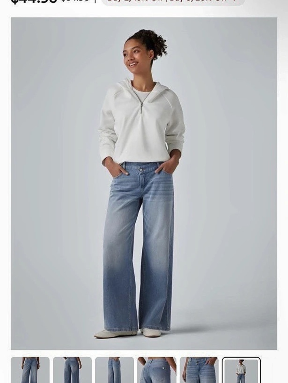 Halara In My Feels Asymmetrical Waistband Wide Leg Denim Jeans Blue